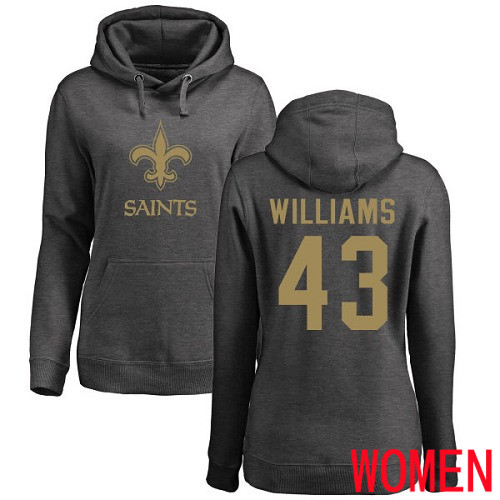 New Orleans Saints Ash Women Marcus Williams One Color NFL Football #43 Pullover Hoodie Sweatshirts->women nfl jersey->Women Jersey